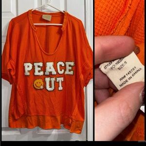 Orange 'Peace Out' Top